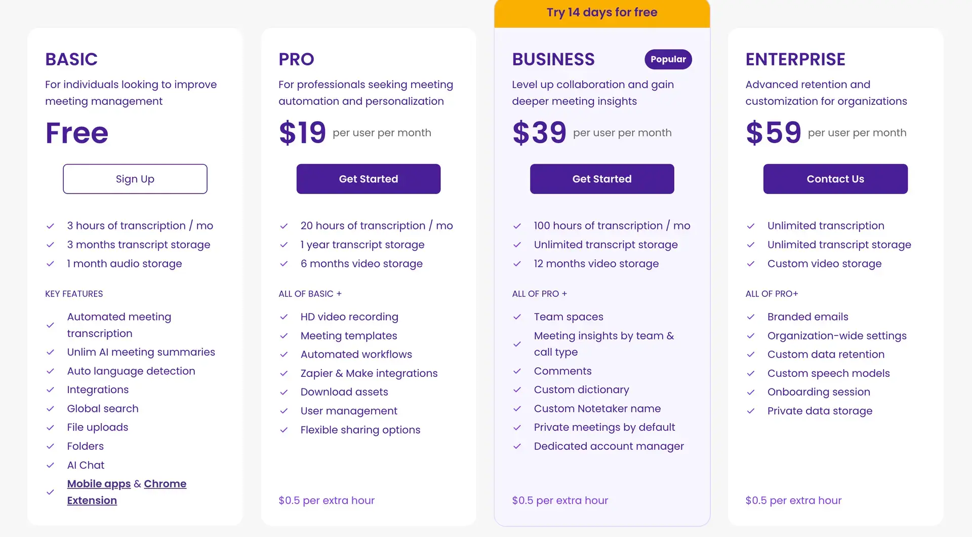 Meetgeek pricing